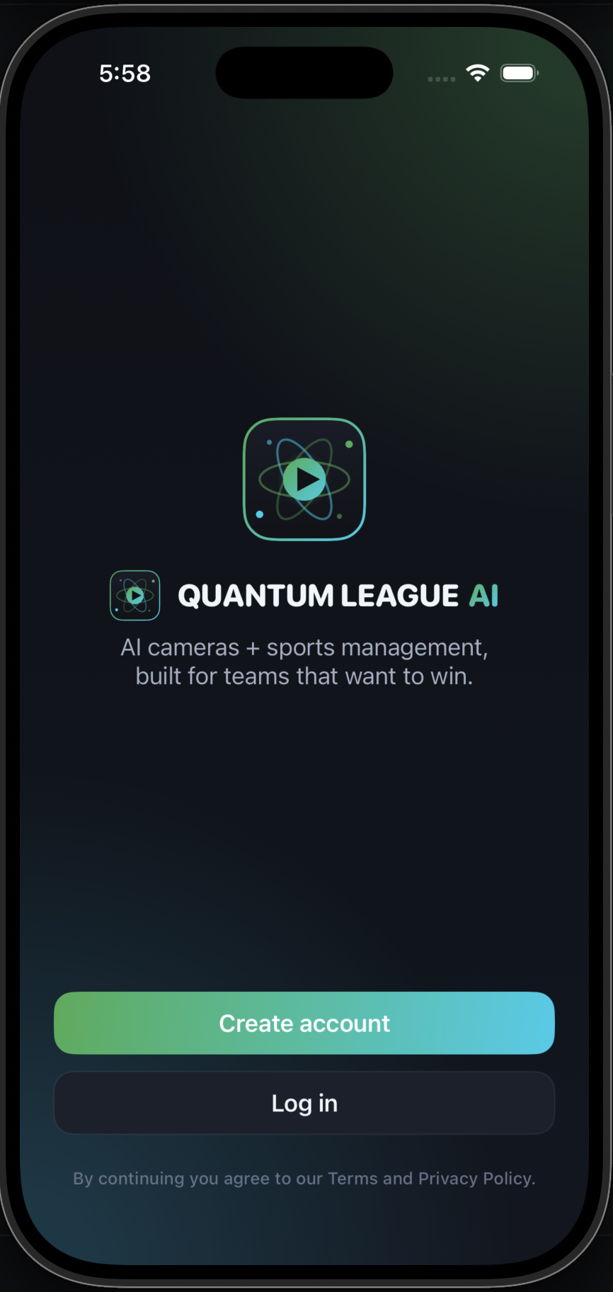 Quantum League AI mobile app preview